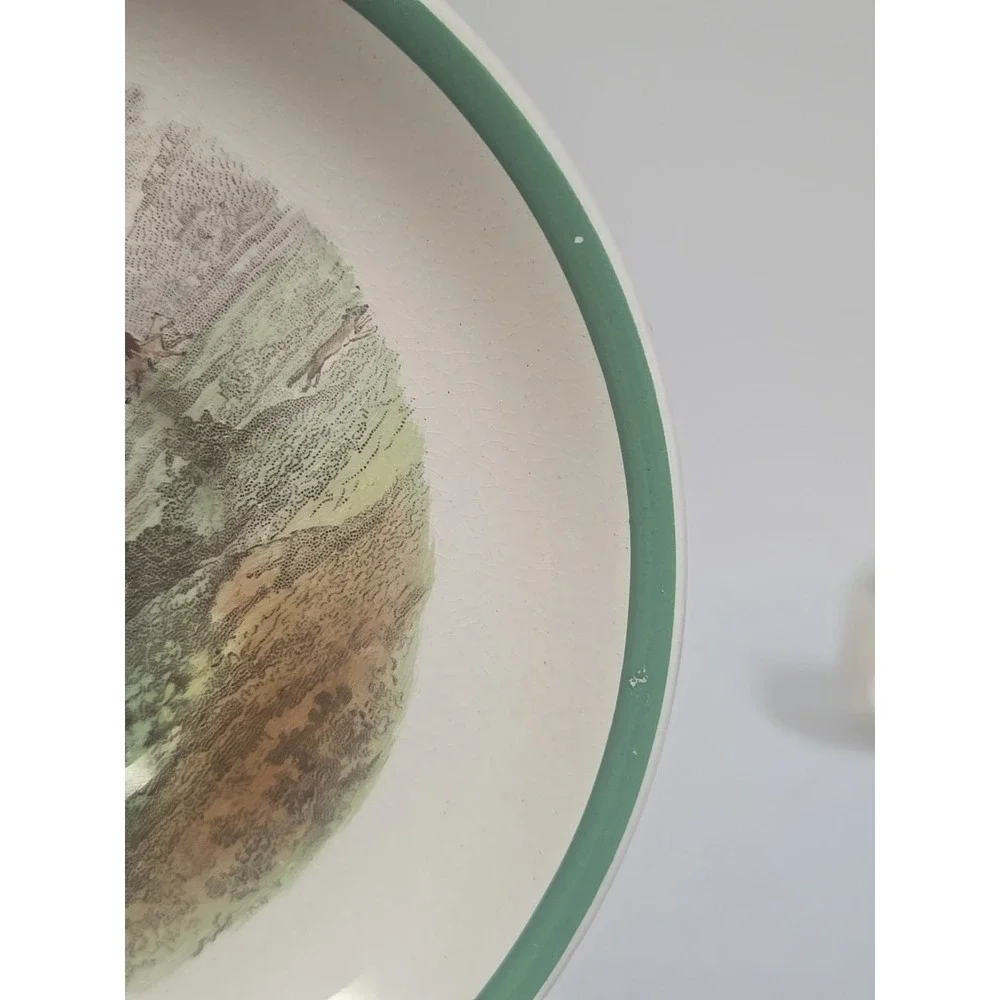 Copeland Spode England Herring Hunt Green #1 Footed Demitasse‎ Cup and #1 Saucer